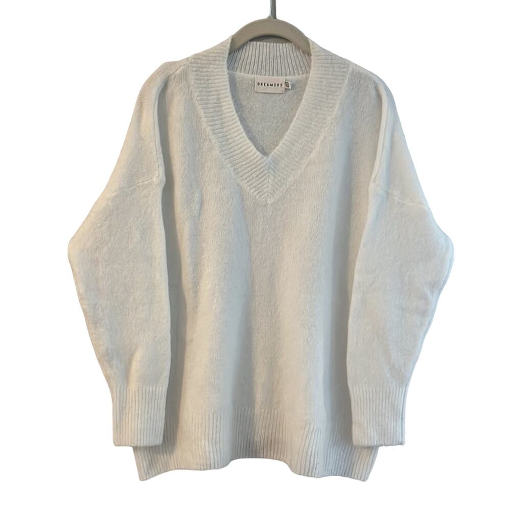 Dreamers V Neck Soft White Sweater-Size Medium